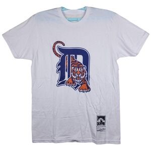 Detroit Tigers Mitchell & Ness MLB Medium Shirt Retro D Tiger Logo White NWT